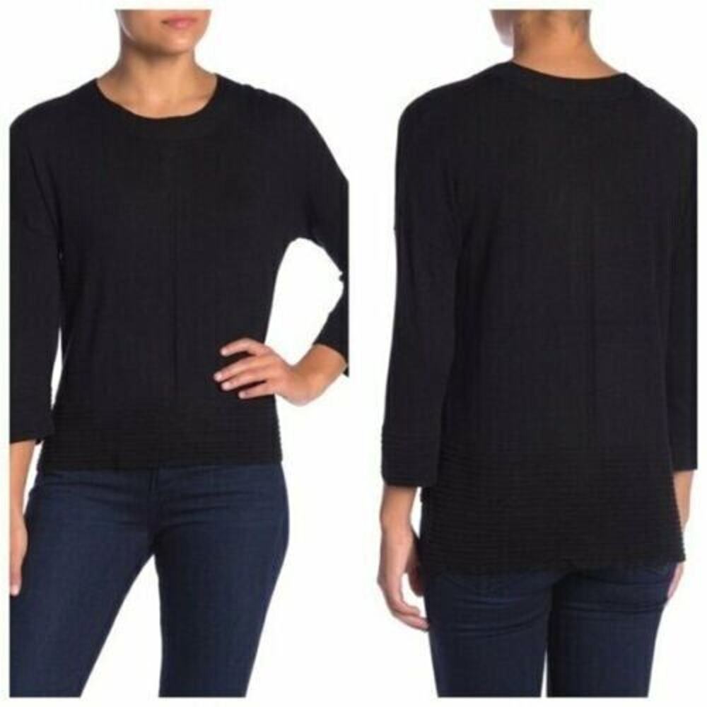 Cyrus Women's‎ 3/4 Sleeve Scoop Neck Lightweight Sweater Black Small